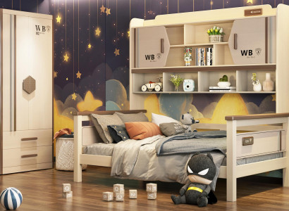 Childrens room 2-piece set loft bed wardrobe high gloss youth room furniture new